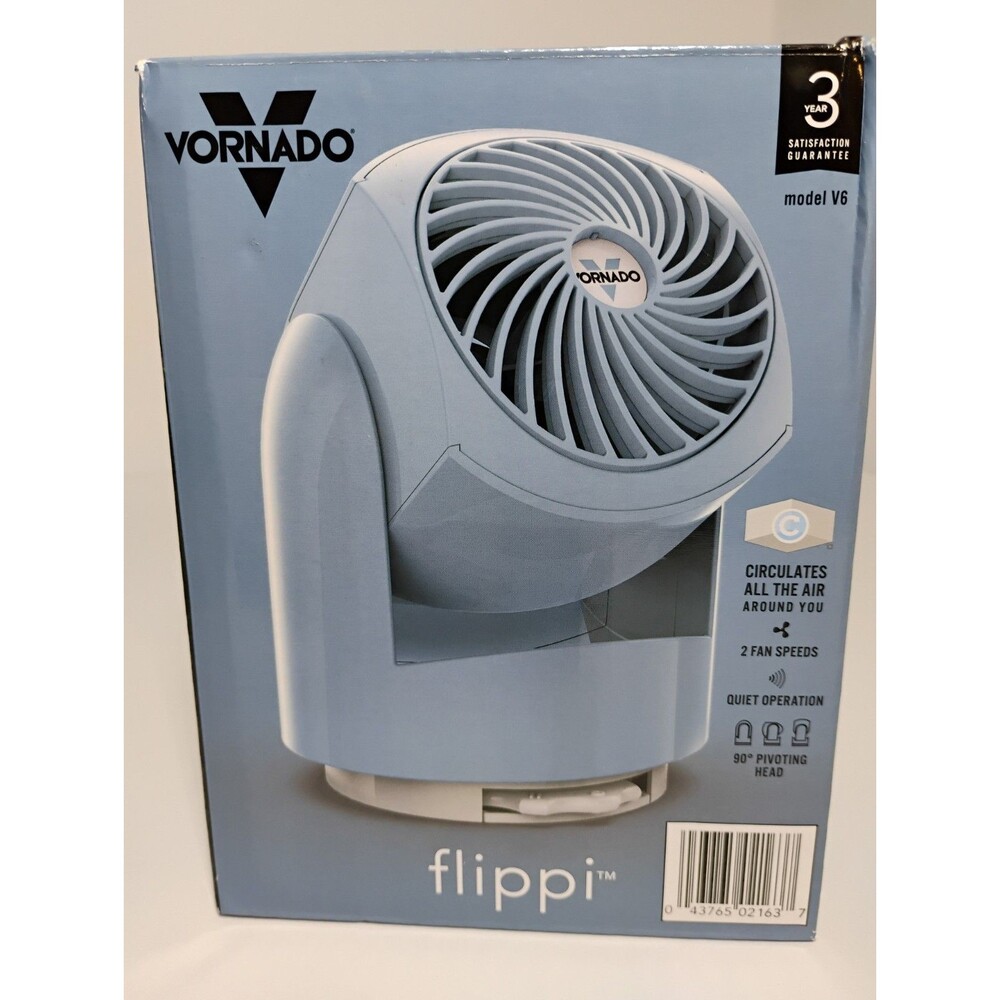 NIB Vornado Flippi V6 Compact Air Circulator Fan, Blue Tabletop Adjustable Head